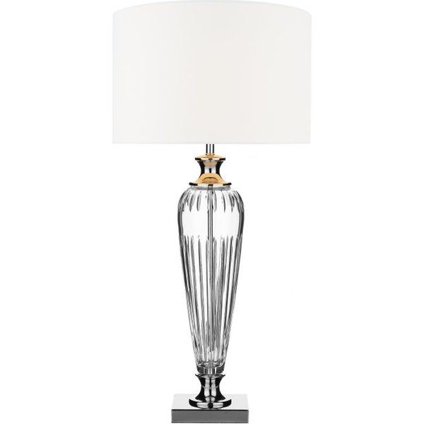 Dar HIN4208 Hinton Crystal Glass Table Lamp With Silver Shade