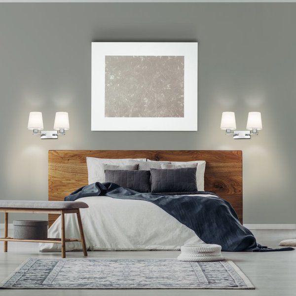 Franklite Spell 2 Light Wall Light In Chrome Finish With Fabric Shades FL2082/2/1123
