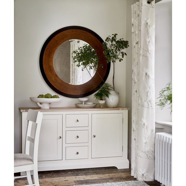 Laura Ashley Cara Large Mottled Bronze Round Mirror With Black Edging 110cm