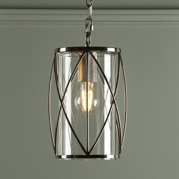 Laura Ashley Beckworth 1 Light Ceiling Lantern In Polished Nickel Finish