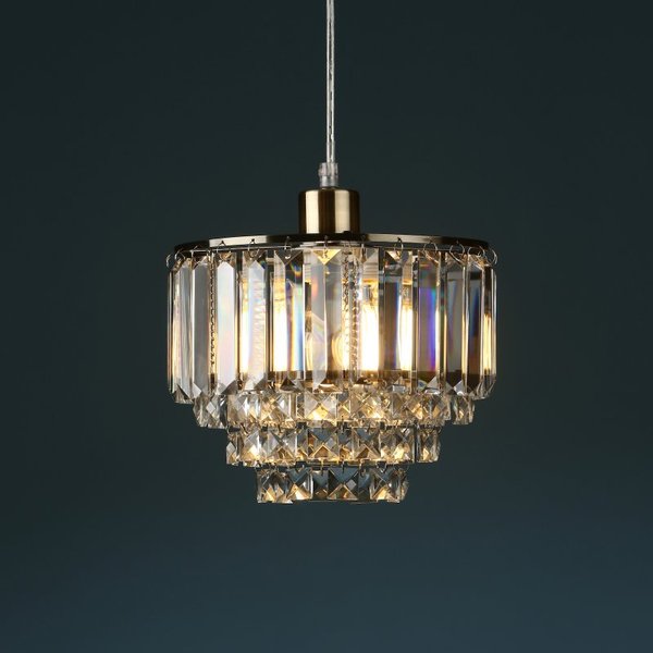 Laura Ashley Vienna Crystal Glass And Antique Brass Easy-Fit Ceiling Pendant Light
