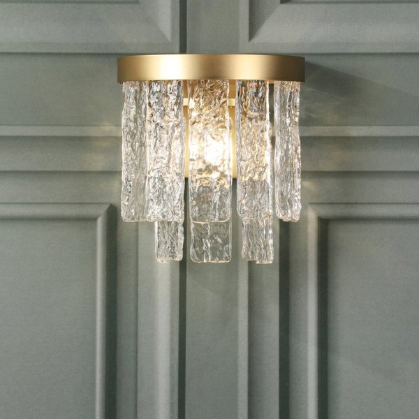 Laura Ashley Durnsford Wall Light In Matt Antique Brass Finish With Textured Glass LA3756715-Q
