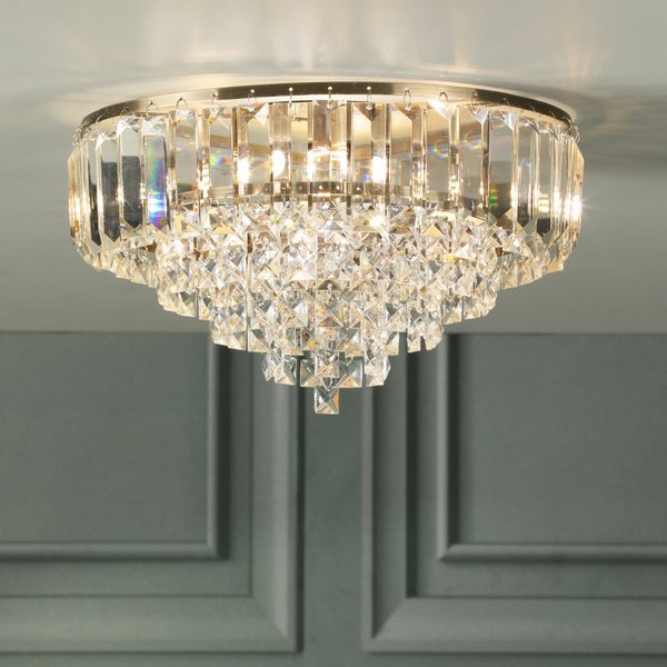Laura Ashley Vienna 3 Light Crystal Flush Ceiling Light In Antique Brass Finish LA3756756-Q