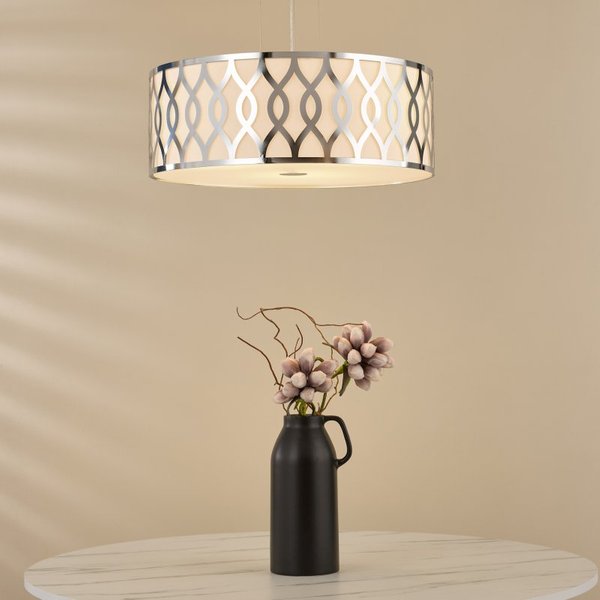 Dar Lighting Locryn 4 Light Ceiling Pendant Light In Polished Chrome And Ivory Finish LOC0450