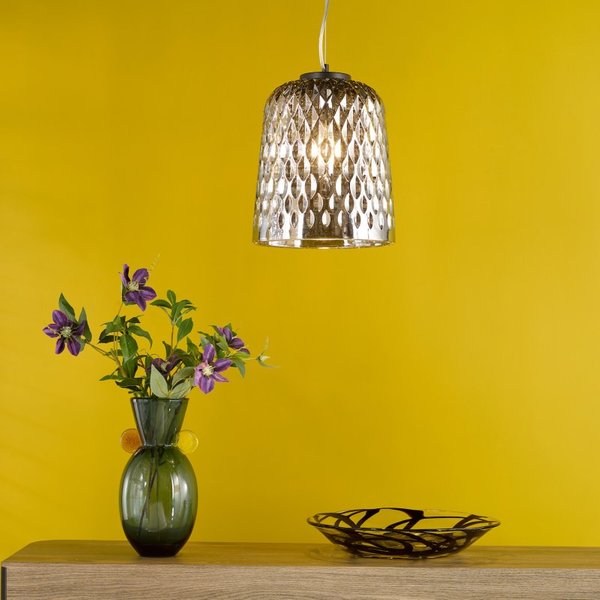 Dar Lighting Varius Ceiling Pendant Light In Matt Black Finish With Smoked Glass VAR0110