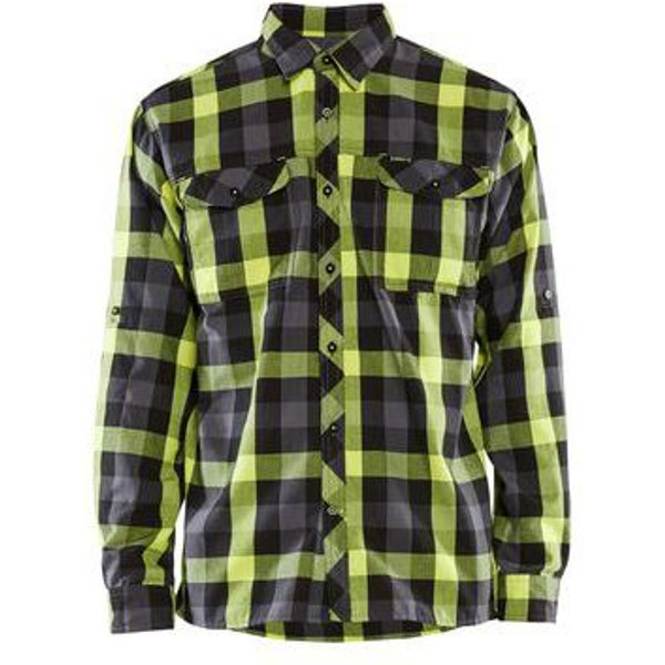Camicia Da Lavoro Di Flanella Nero/Giallo Fluo,-image