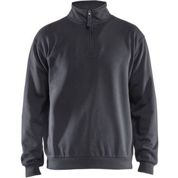 Felpa Da Lavoro Con Collo Con Zip In Grigio Medio,-image