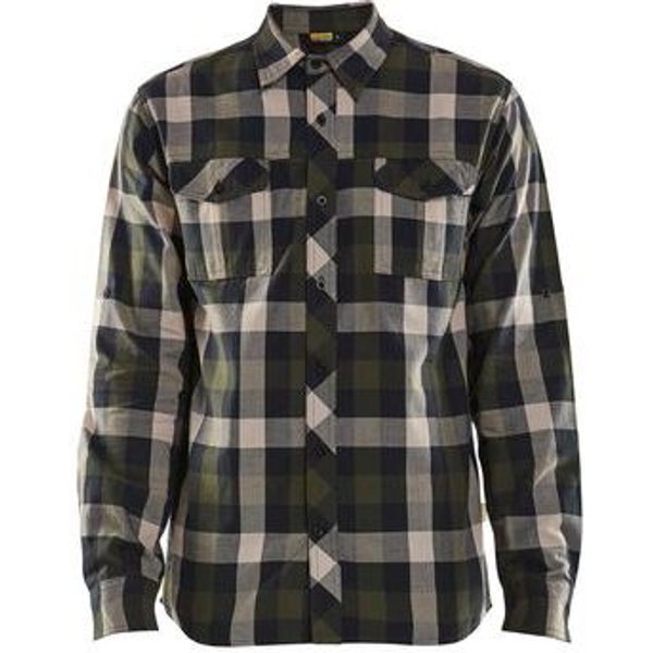 Camicia Di Flanella Verde Cachi E Nero Taglia Xl ,-image