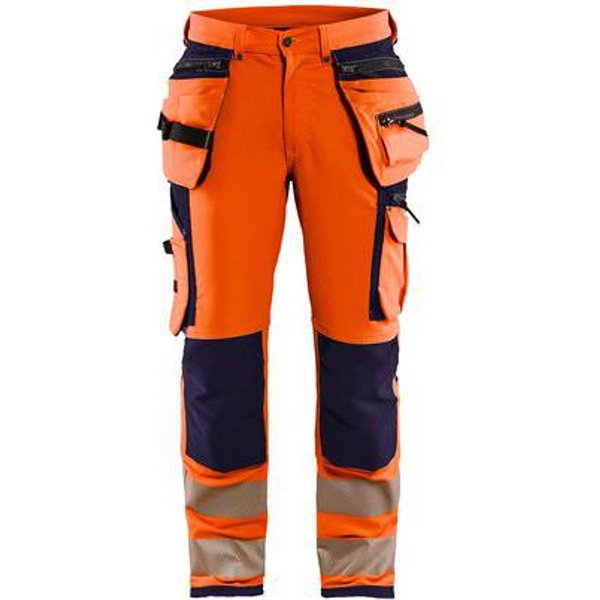 Pantaloni Artigiano Stretch 4D Arancione Fluo/Blu Marina D88,-image