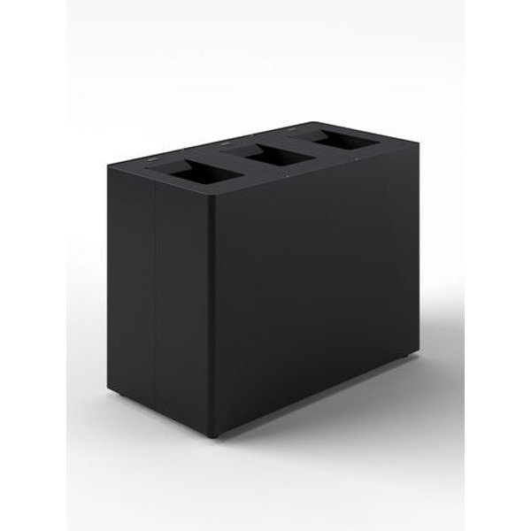 Cestino Per La Raccolta Differenziata Tre Scomparti Nero,-image