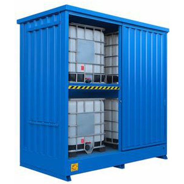 Modul Container Zincato Blu Per 4 Cisternette Da Lt. 1000 - Manutan-image