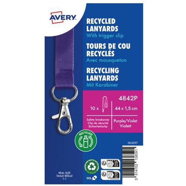 10 Laccetti Da Collo Mat Riciclato Viola Con Moschettone,-image