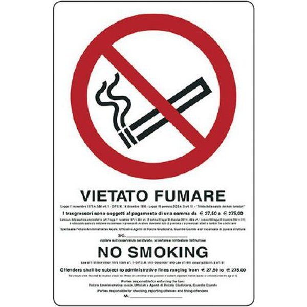 Cart. Alluminiovietato Fumare 500X350Mm Legge E Ingl,-image