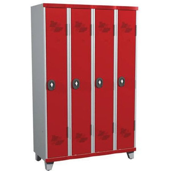 Armadietto Mono Su Piedi Ip 4 Col. L1200X A1915Xp500 Lucchetto Grigio/Rosso,-image