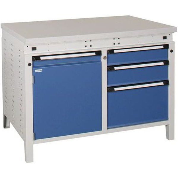 Banco L=1150Mm 3 Cassetti + 1 Ante + Piano Stratificato,-image