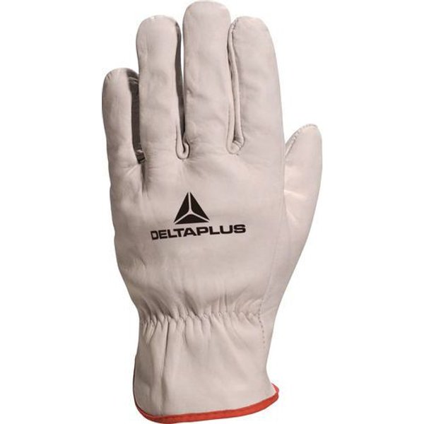 Guanto Pelle Di Bovino Grigio Lisere Rosso Nat. Tg 10,-image