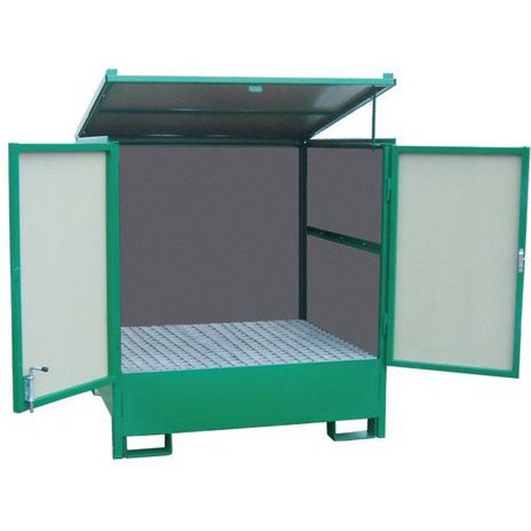 Sameto Technifil - Contenitore Di Ritenzione 4 Fusti Acciaio Verniciato Verde 1320x1240x1430-image