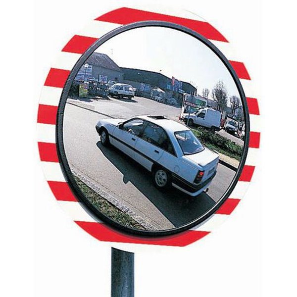 Specchio Per Officine Telaio Rosso/Bianco Diam=80 Cm Policar,-image