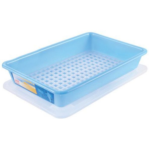 Contenitore Piatto 5 L Haccp Con Coperchio E Griglia - Blu,-image