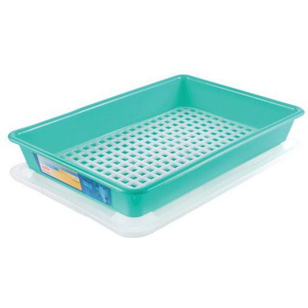 Contenitore Piatto 5 L Haccp Con Coperchio E Griglia - Verde,-image
