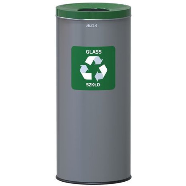 Pattumiera In Metallo-Riciclaggio 45L Verde-Alda Prestige,-image