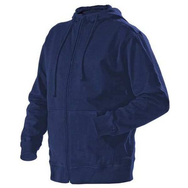 Felpa Con Cappuccio, A Zip Blu Marino,-image