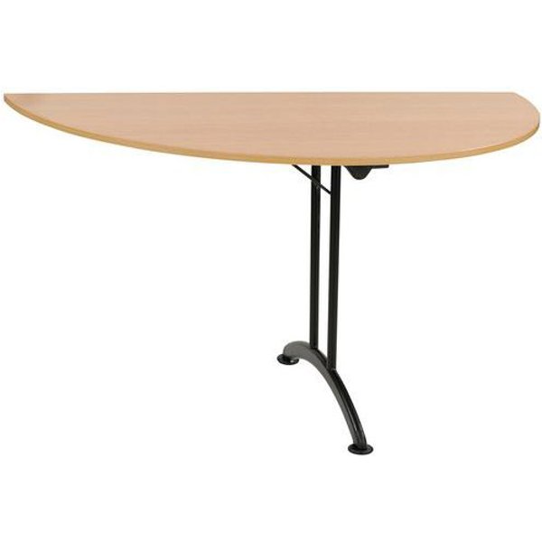 Tavolo Pieghevole Semicircolare - New Line - Faggio/nero - 140 Cm - Manutan-image