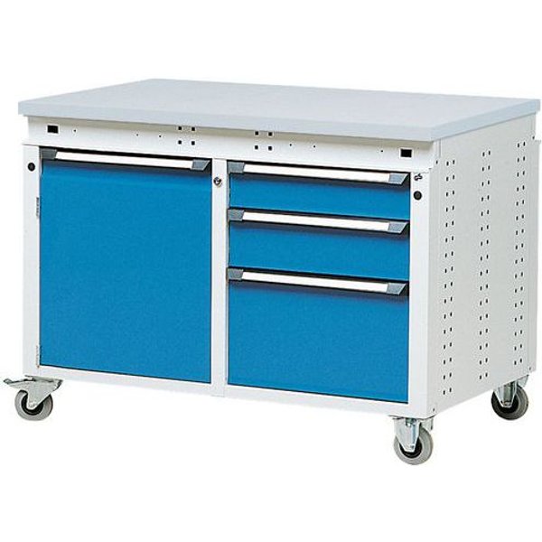Kind - Carrello Mobile Larg. 1150 - 3 Cassetti+1 Ante Multistrato-image