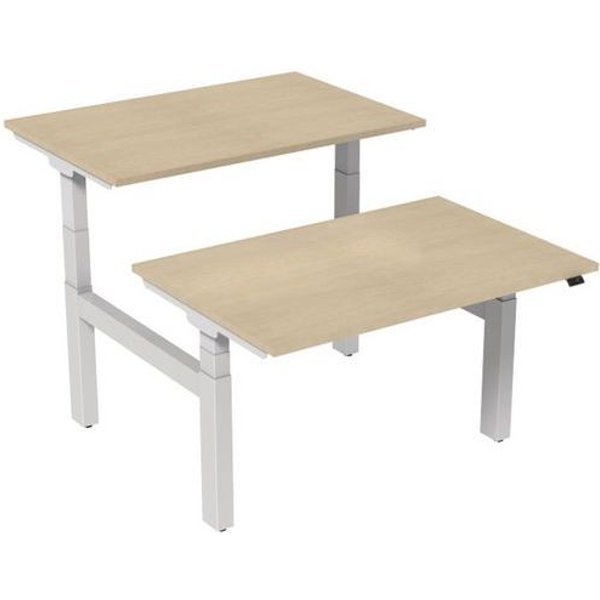Robberechts - Scrivania Dritta Bench Elettrica 2 Postazioni 120 Cm - Acero-image