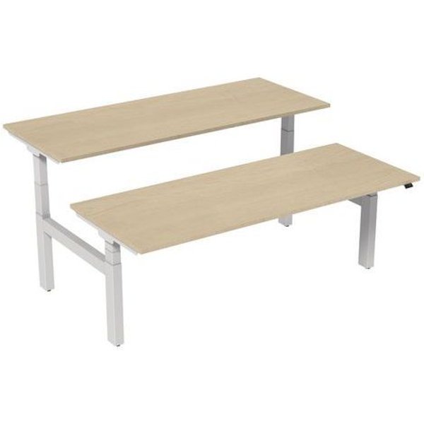 Robberechts - Scrivania Dritta Bench Elettrica 2 Postazioni 200 Cm - Acero-image