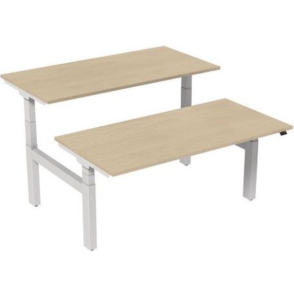 Robberechts - Scrivania Dritta Bench Elettrica 2 Postazioni 160 Cm - Acero-image