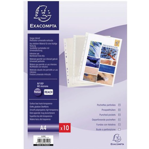 Lotto di 10 Confezione Da 10 Buste Perforate - Pvc Liscio - A4-image