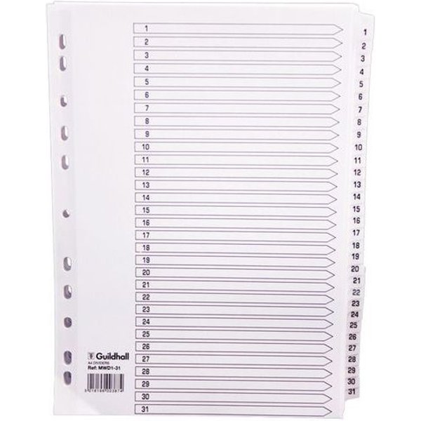 Lotto di 10 Intercalari Con Linguette Plastificate - 31 Linguette 1-31 A4-image