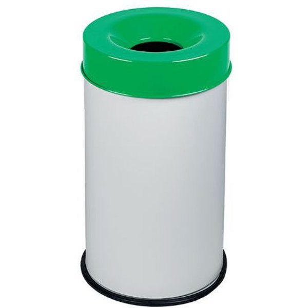 Cestino Bianco Ignifugo Con Coperchio Verde 50 L,-image