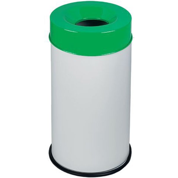 Cestino Bianco Ignifugo Con Coperchio Verde 90 L,-image