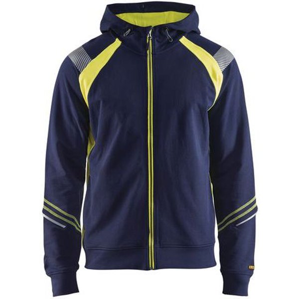 Felpa Con Cappuccio E Zip Color Blu/Giallo Fluorescente Xxl,-image