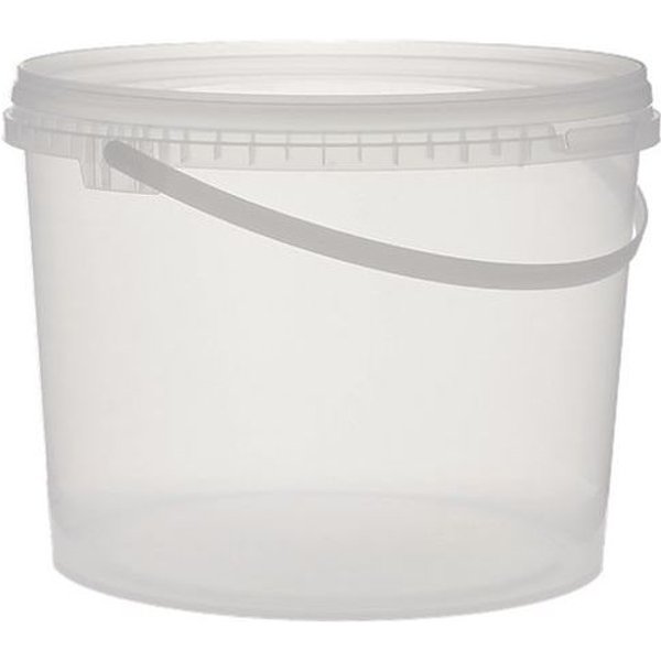 Secchio In Plastica Trasparente Rotondo Con Coperchio - 10L,-image
