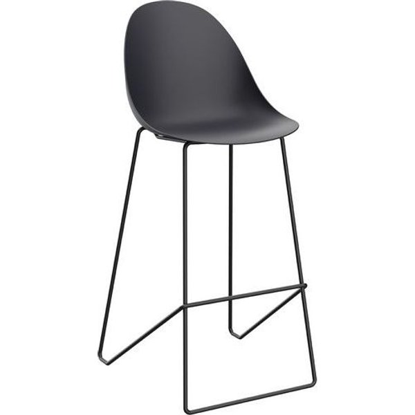 Sgabello Alto Void Gambe Nere Seduta Nera,-image