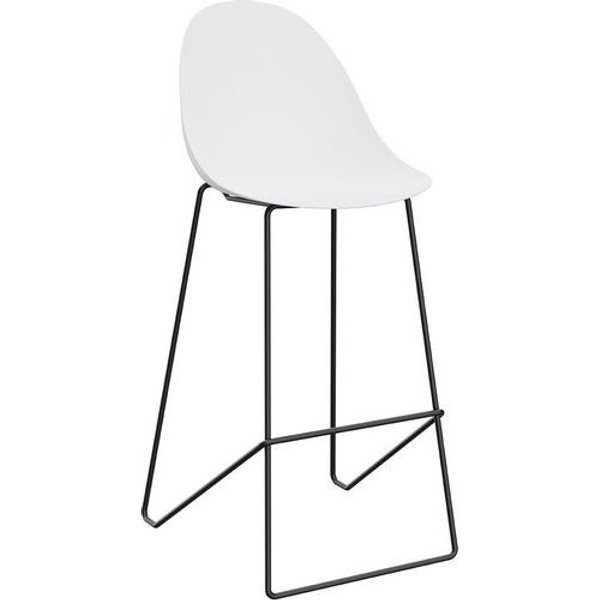 Sgabello Alto Void Gambe Nere Seduta Bianca,-image