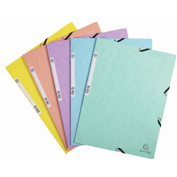 Set Di 50 Cartellette Con Elastici Cartoncino Lucido Aquarel Assortite,-image