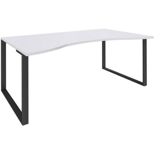 Scrivania Doppia Onda 180X90X80 Bianco/Piedi Carbone,-image