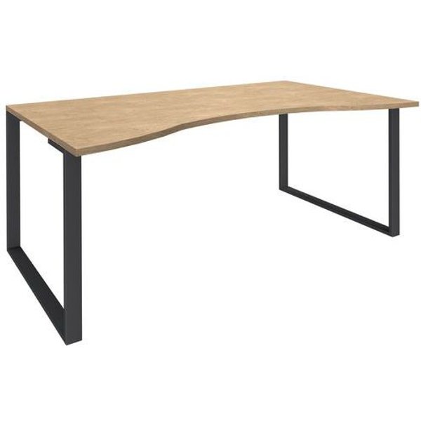 Scrivania Doppia Onda 180X90X80 Rovere Chiaro/Piedi Carbone,-image