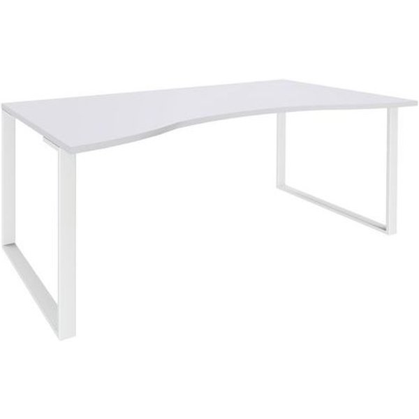 Scrivania Doppia Onda 180X90X80 Bianco/Piedi Bianco,-image