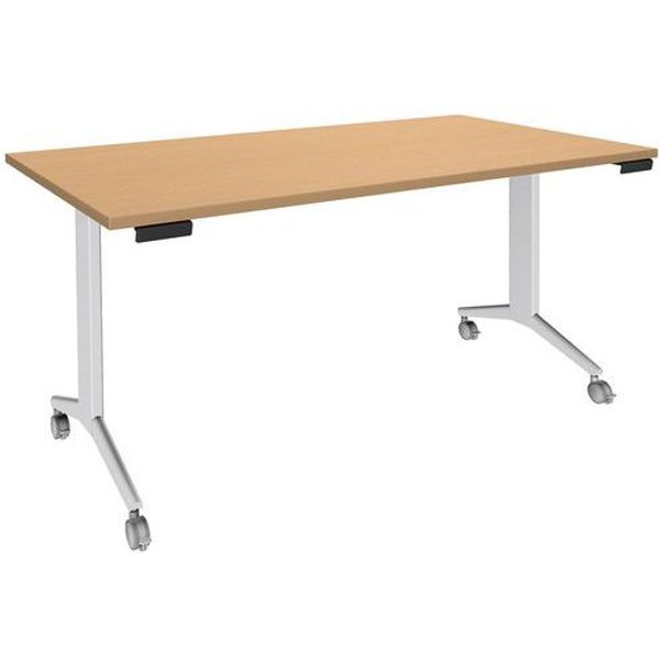 Tavolo 160X80 Cm Faggio/Piede Bianco,-image