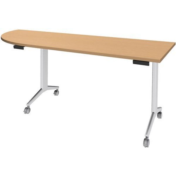 Tavolo 200X80 Cm Angolo Sx Faggio/Piede Bianco,-image