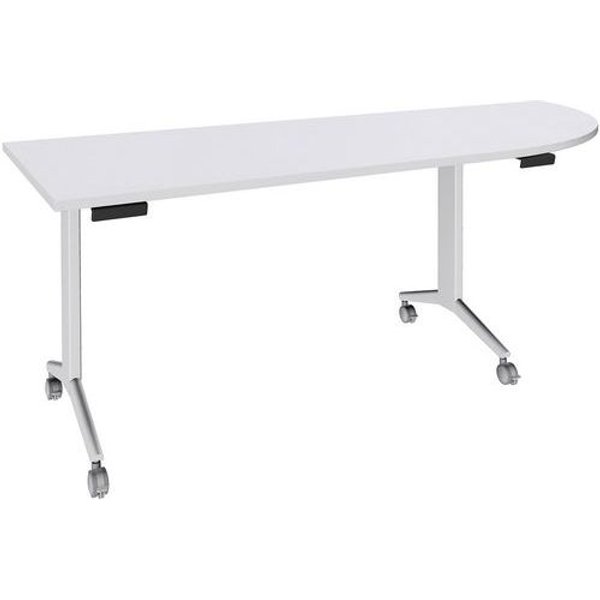 Tavolo 200X80 Cm Angolo Dx Bianco/Piede Bianco,-image