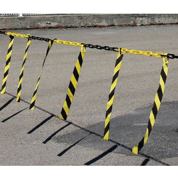 Barriera Con Catena E Nastri Tratteggiati Giallo/Nero - 10 M,-image