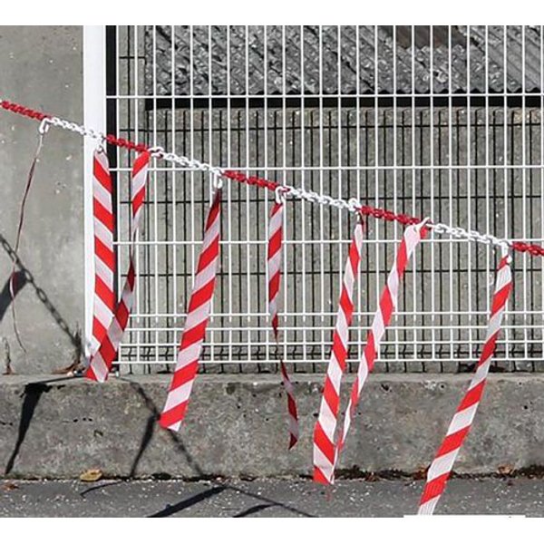Barriera Con Catena E Nastri Tratteg Rosso/Bianco - 25 M,-image