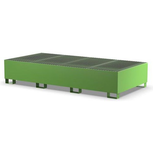Vasca Con Griglia Zincata Per 2 IBC- 1400 L Verde RAL6018,-image