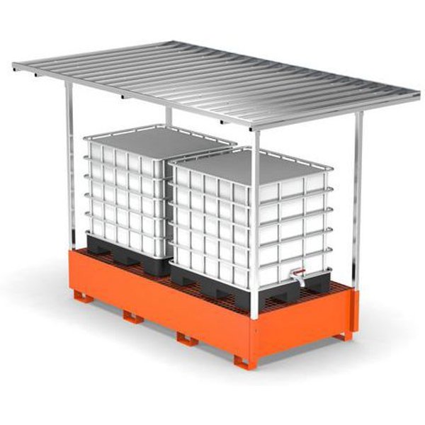 Vasca Con Tettoia 1400L 2 Ibc - Arancio RAL2004,-image
